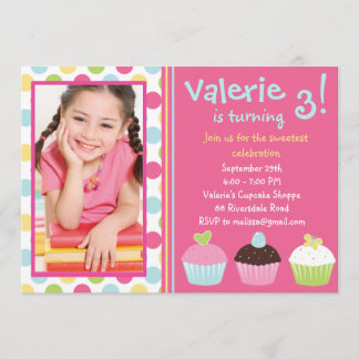 Invitation Photo d'invitation de petit gâteau/invitation de