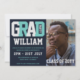 Invitation PHOTO d'invitation pour les hommes Blue Turquoise