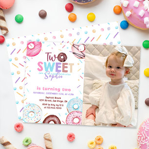 Invitation Photo Donut Two Sweet 2nd Birthday Party