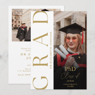 Invitation Photo d'or moderne Doctorat de la partie de gradua