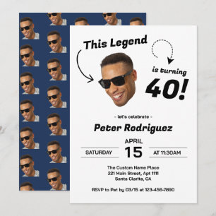 Invitation Photo Drôle de Visage Hommes Fête d'anniversaire 4