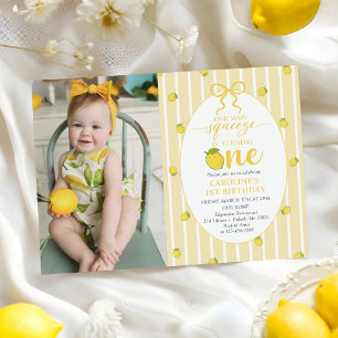 Invitation Photo du 1er anniversaire de Yellow Lemon Our Main