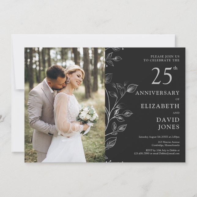 Invitation photo du 25e anniversaire du Mariage en (Devant)