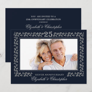 Invitation Photo du 25e anniversaire du Mariage en argent ble