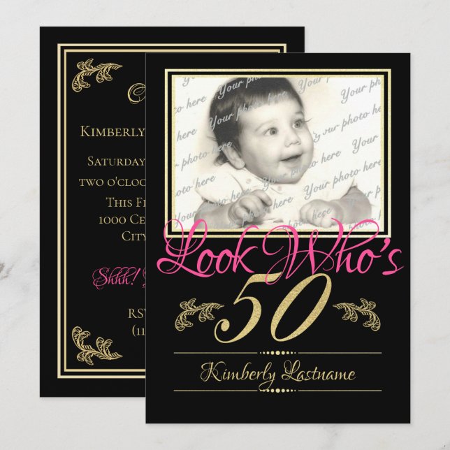 Invitation Photo du 50e anniversaire (Devant / Derrière)