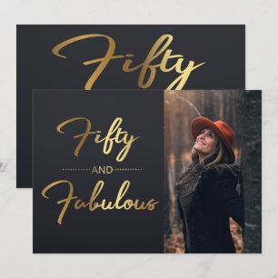 Invitation Photo du 50e anniversaire de Black and Gold
