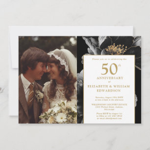 Invitation Photo du 50e anniversaire de l'élégante florale mo