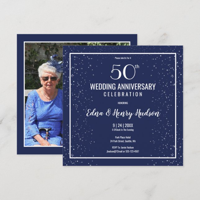 Invitation Photo du 50e anniversaire du Mariage (Devant / Derrière)