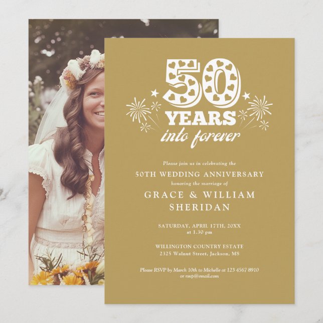 Invitation Photo du 50e anniversaire du Mariage de Forever Go (Devant / Derrière)