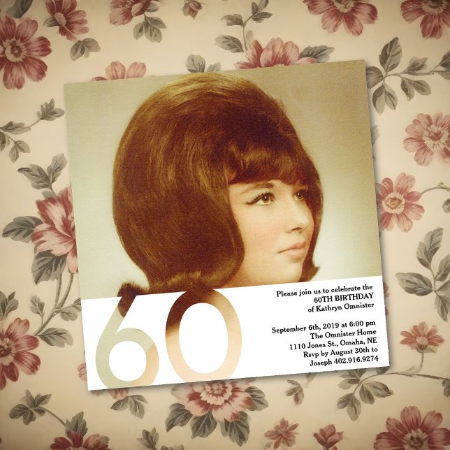 Invitation photo du 60e anniversaire - 5,25 x 5,25 (Créateur téléchargé)