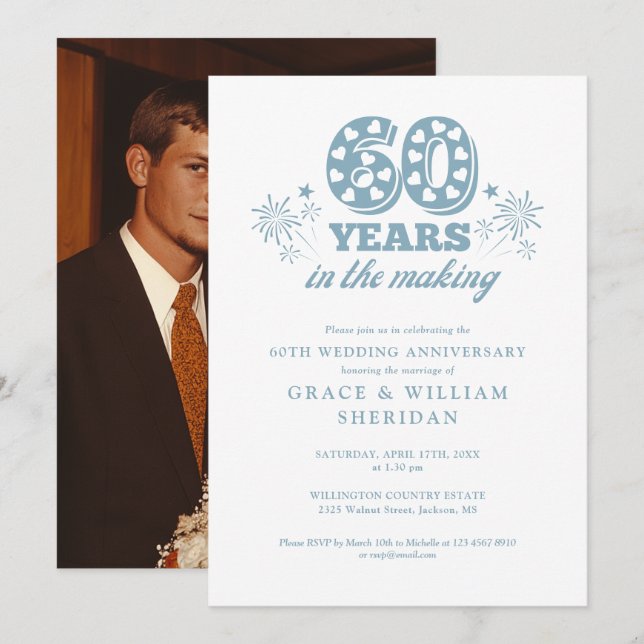 Invitation Photo du 60e anniversaire du Mariage (Devant / Derrière)