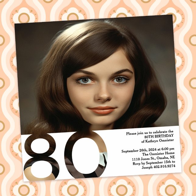 Invitation photo du 80e anniversaire - 5,25 x 5,25 (Créateur téléchargé)