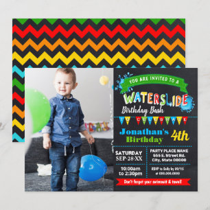 Invitation Photo du billard d'anniversaire de Chalkboard Wate