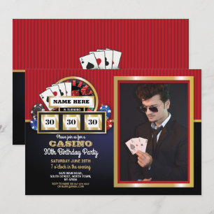 Invitation Photo du Casino Las Vegas Night Birthday Party