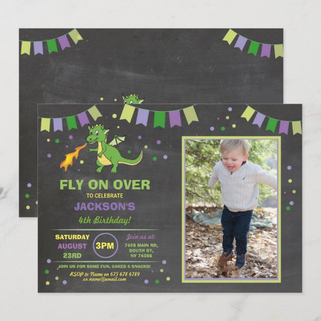 Invitation Photo du feu de filles de garçons d'invitation de (Devant / Derrière)