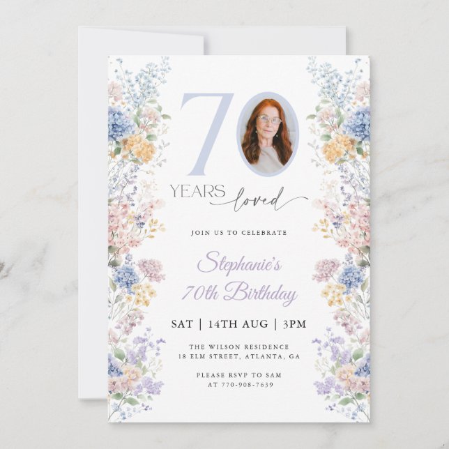 Invitation Photo du Fleur sauvage du printemps 70e anniversai (Devant)