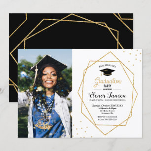 Invitation Photo du groupe de graduation géométrique chic mod