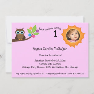 Invitation photo du hibou de la fête des enfants r
