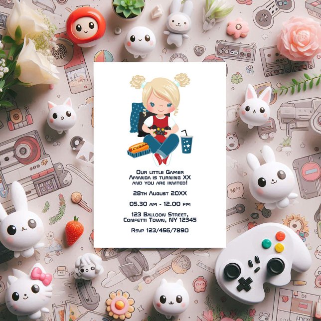 Invitation Photo du parti Anniversaire de enfant à thème de j (Gaming-Themed Kids Birthday Party Photo Invitation)