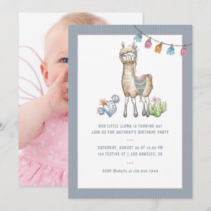 Invitation Photo du parti Anniversaire de enfant de la lama a