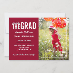 Invitation Photo du parti Crimson and White Graduation