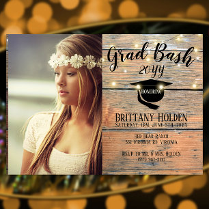 Invitation Photo du parti Rustique Grad Bash