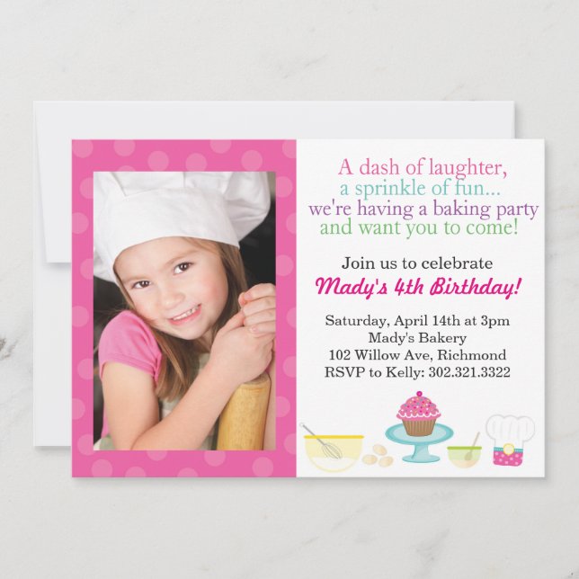 Invitation photo du petit chef à la pâtisserie (Devant)