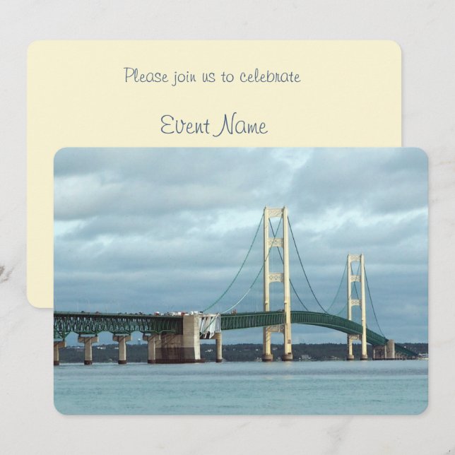 Invitation Photo du pont Mackinac du Michigan (Devant / Derrière)