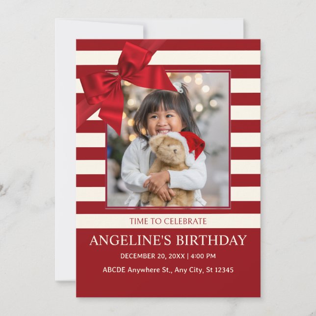 Invitation Photo du ruban d'anniversaire moderne (Devant)