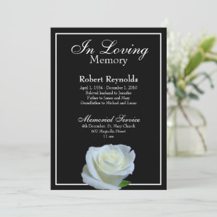 Invitation Photo du service funéraire ou commémoratif noir et