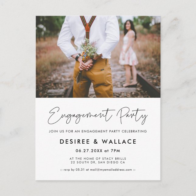 Invitation photo d'une partie d'engagement moderne (Devant)