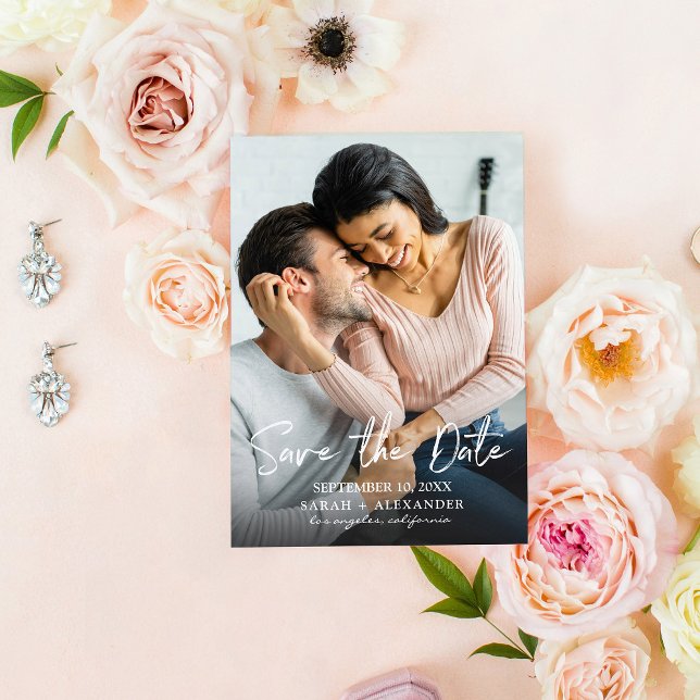 Invitation Photo - Écriture manuscrite 2 Vertical Enregistrer (Créateur téléchargé)