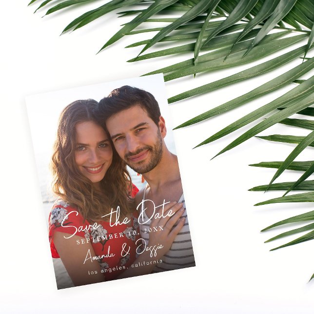 Invitation Photo - Écriture manuscrite Vertical Enregistrer l (Créateur téléchargé)