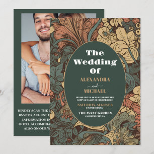 Invitation Photo Elegant Floral Art Nouveau Mariage