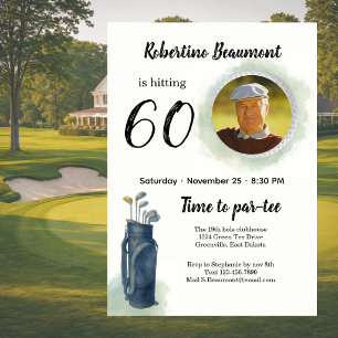 Invitation Photo élégant sur le thème de golf pour 60e annive