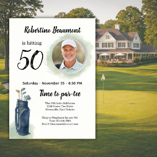 Invitation Photo élégant sur le thème de golf pour les 50 ans