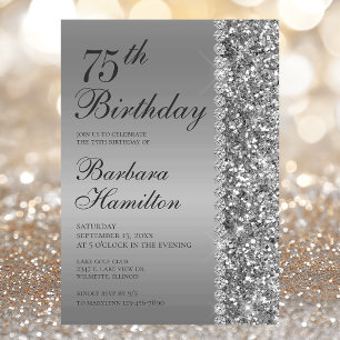 Invitation photo élégante argent pour 75e annivers