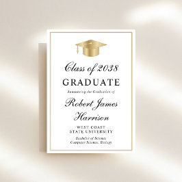 Invitation Photo élégante White Gold Graduation Party
