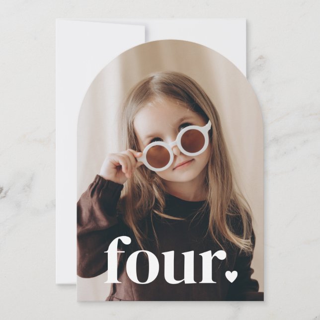 Invitation Photo en arc de quatre coeurs 4e anniversaire (Devant)