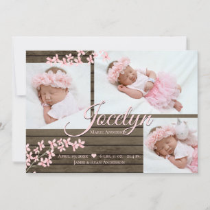 Invitation Photo en bois de la grange rose