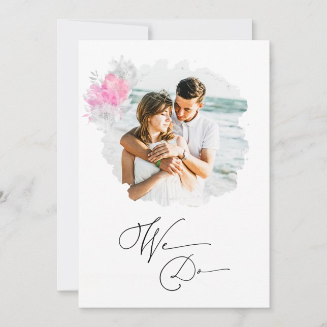 Invitation ~* Photo en couple de fleurs RSVP + QR AR6 Mariage (Devant)