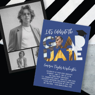 Invitation Photo en creux de diplômé de la marine Fête de rem