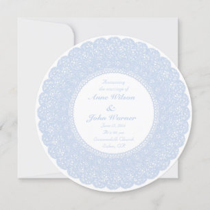 Invitation photo en dentelle ronde bleu clair