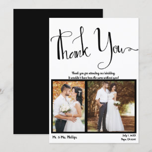 Invitation Photo en noir et blanc de style moderne Merci