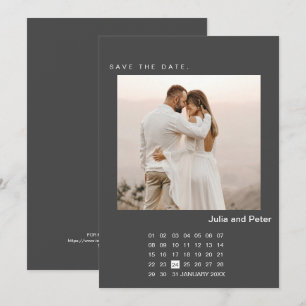 Invitation Photo et calendrier modernes Enregistrez la date