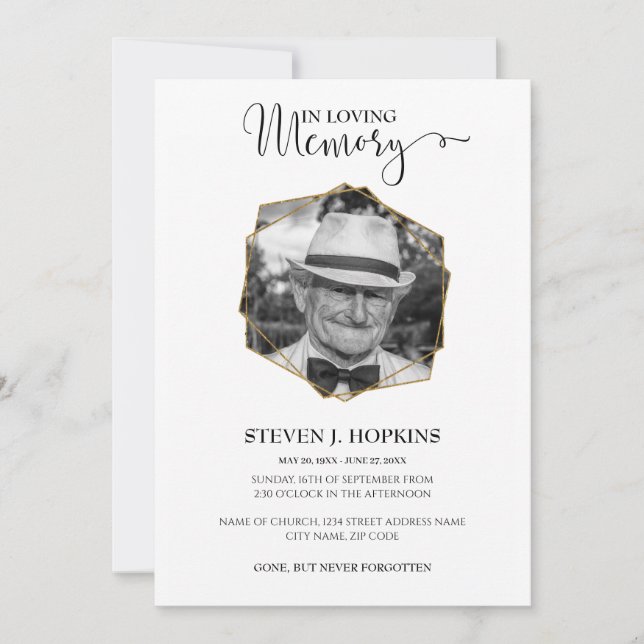 Invitation photo Faire-part du service Memorial (Devant)