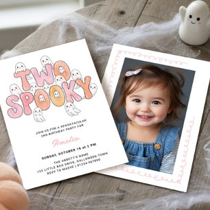 Invitation Photo fantôme rose funky pour un 2e anniversaire T