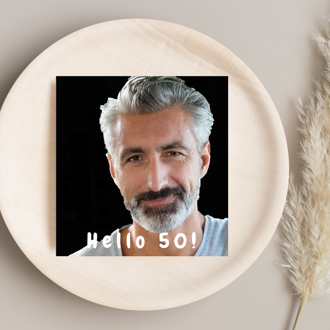 Invitation Photo fête 50e anniversaire bonjour 50 gars noir (Créateur téléchargé)