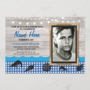 Invitation Photo fête d'anniversaire crevettes ébullition Inv