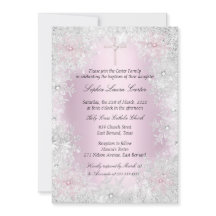 Photo Fille Croix Baptême Flocons de Neige Rose Ar